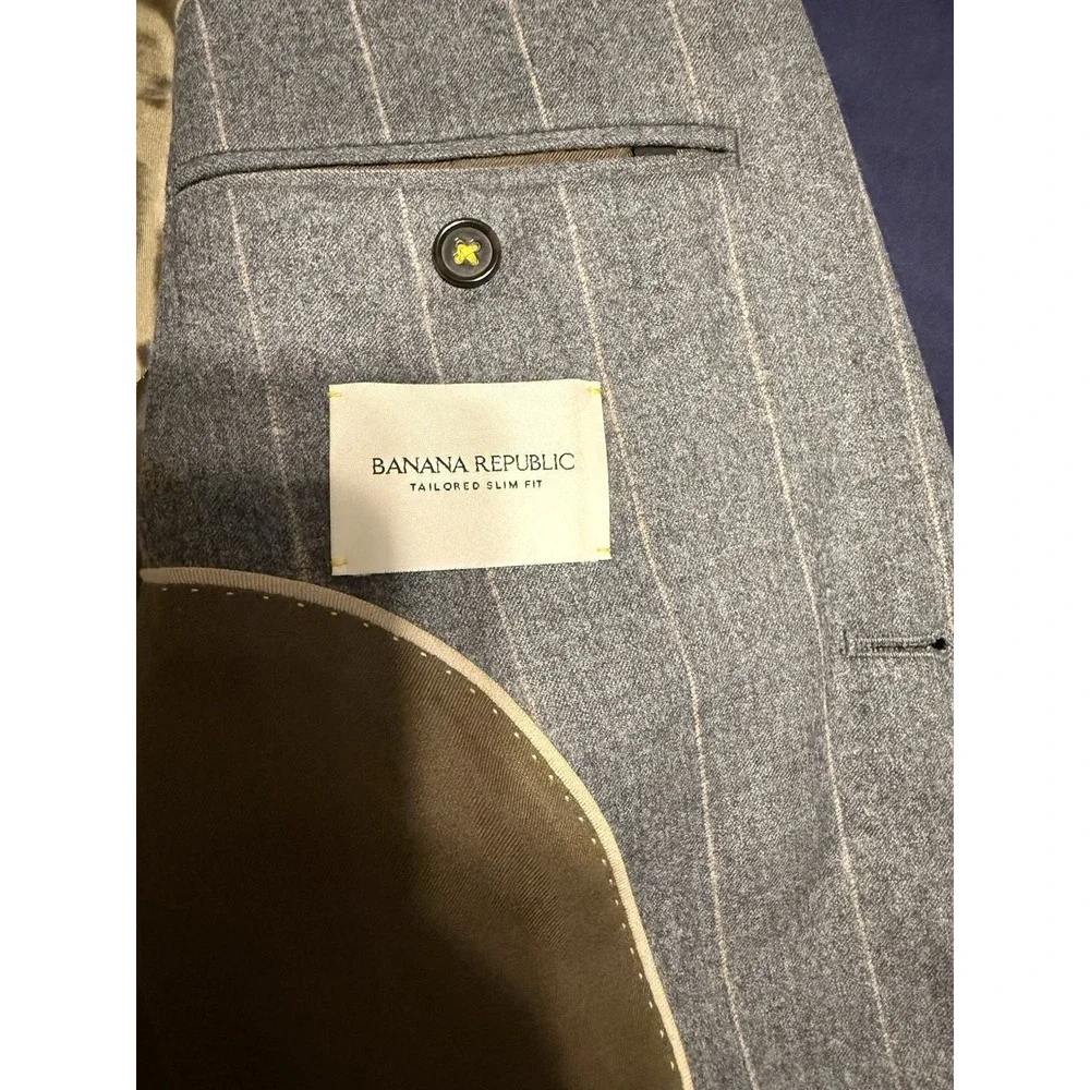Banana Republic Vitale Barberis 42R Blazer Wool Gray Stripe Jacket